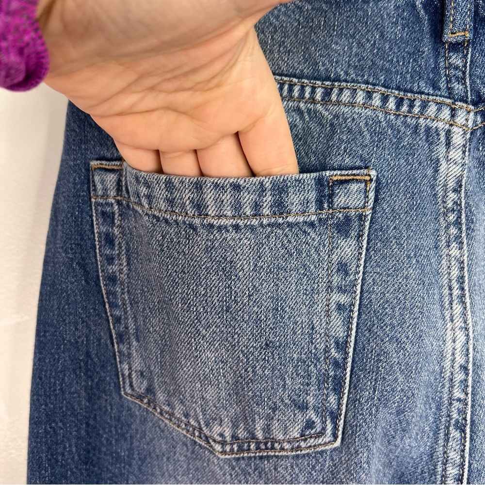 Frame Denim Mosaic High Waist Raw Hem Flare Leg Jeans Double Button Fly Size 25 - Picture 8 of 16